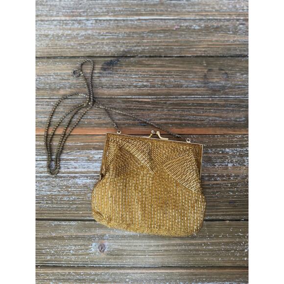 Vintage Magid Gold Beaded Ladies Clutch Chain Purse Made In Japan Art Deco - Picture 2 of 6